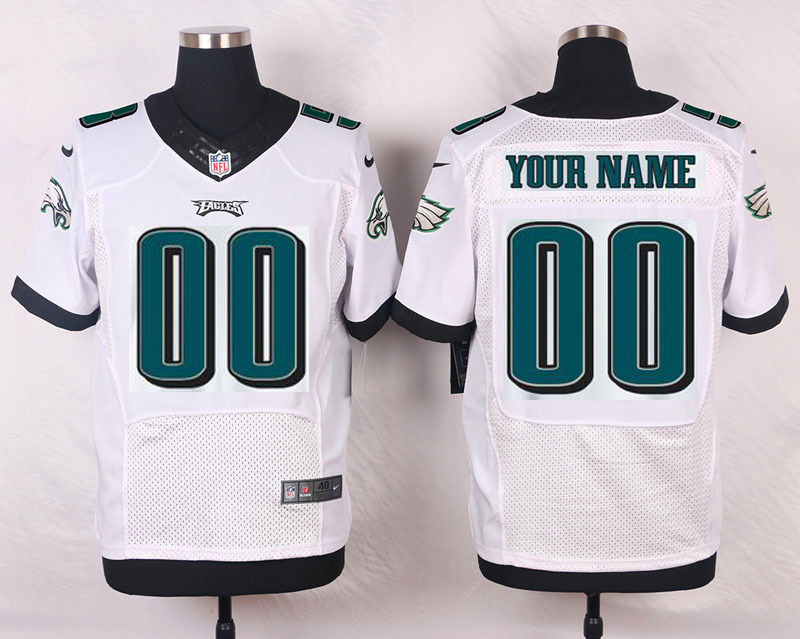 Men Custom Philadelphia Eagles White Nike Elite NFL Jerseys